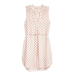 H&M Light Pink Teardrop Print Dress Sz 6 V-Neck Belted Knee Length